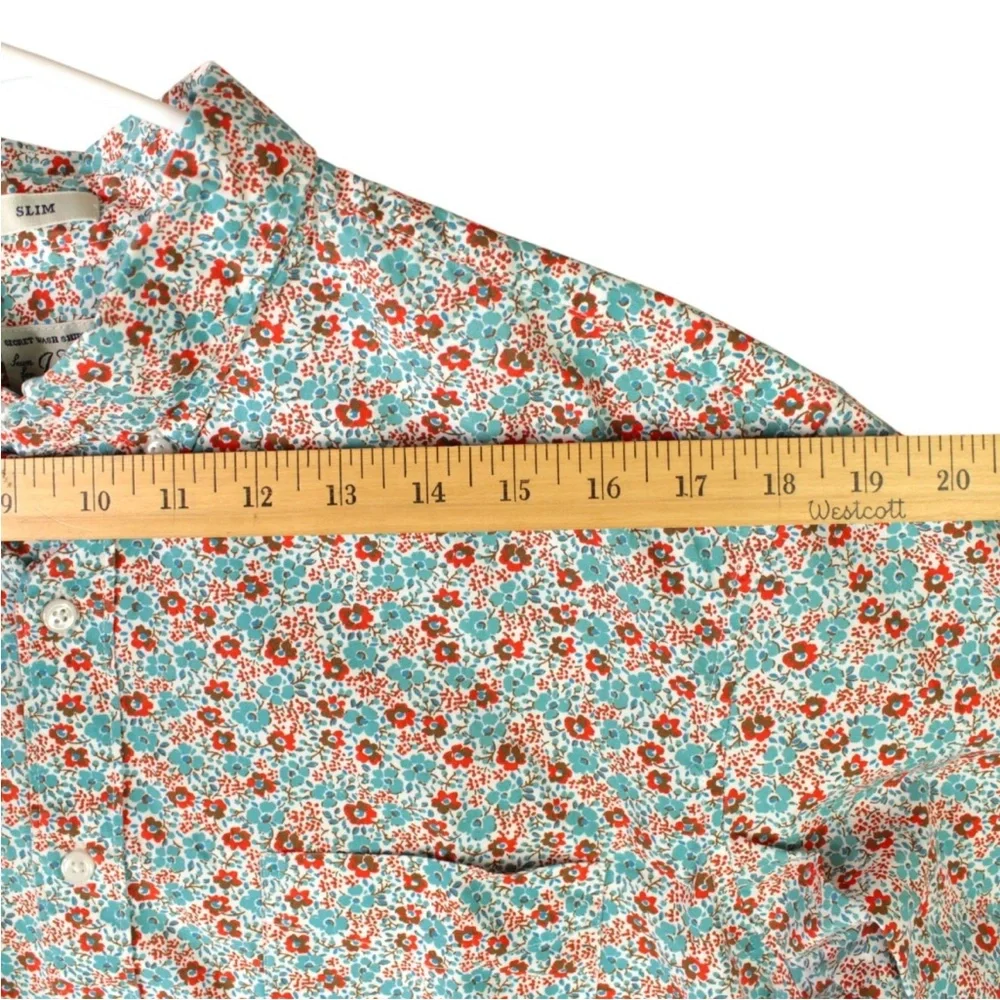 J Crew Slim Fit Long Sleeve Button Down Shirt Mens L Floral AOP Preppy Spring